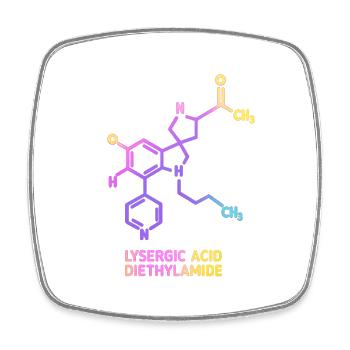 Psychedelic Molecular Art LSD - Square fridge magnet - white - Front