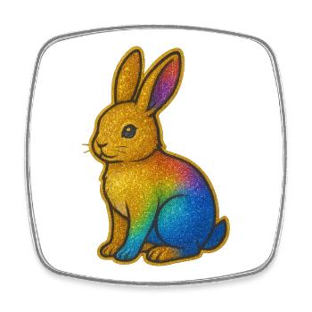 Bunter Glitzerhase - Viereckiger Kühlschrankmagnet - Weiß - Vorne