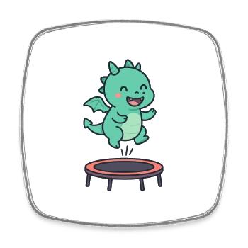 Kleiner Drachen Trampolin Spaß - Viereckiger Kühlschrankmagnet - Weiß - Vorne