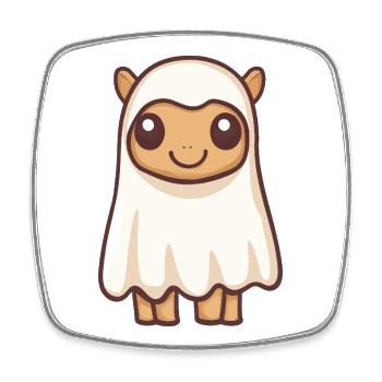 Camel Halloween Ghost - Square fridge magnet - white - Front