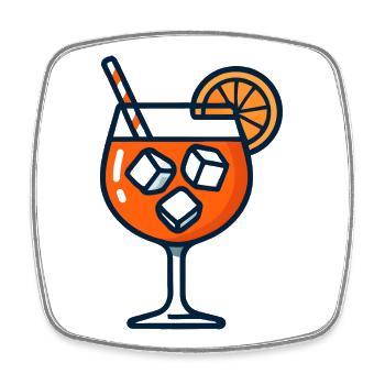 Orange Spritz Glas mit Eis - Viereckiger Kühlschrankmagnet - Weiß - Vorne