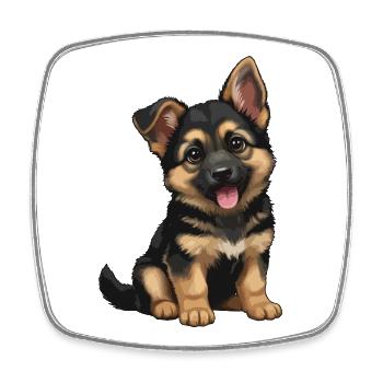 Duitse_Herder_puppy_lief - Viereckiger Kühlschrankmagnet - Weiß - Vorne