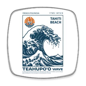 Vague Teahupo'o Tahiti Bleu Océan - Magnet carré - blanc - Devant