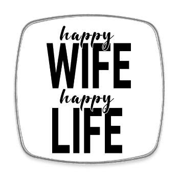Happy Hand Lettering Double Motif - Magnet carré - blanc - Devant