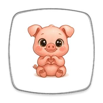 Cute Pig with Heart Hands - Square fridge magnet - white - Front