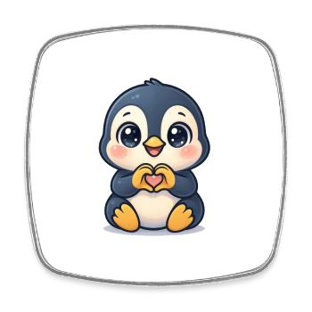 Cute Penguin with Heart Hands - Square fridge magnet - white - Front