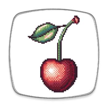 Cerise Pixel Rétro - Magnet carré - blanc - Devant