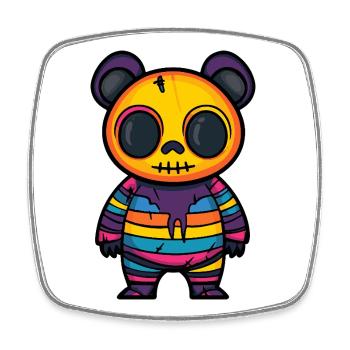 Panda Halloween Bande Dessinée Drôle - Magnet carré - blanc - Devant
