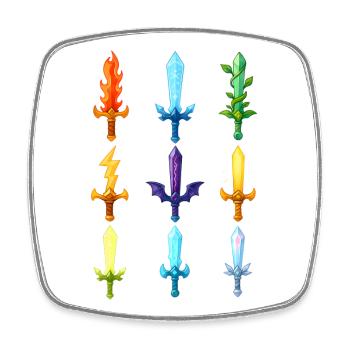 Colorful Fantasy Swords Design - Square fridge magnet - white - Front