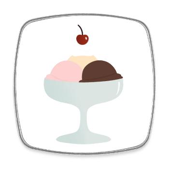 Eisbecher Trio Genuss - Viereckiger Kühlschrankmagnet - Weiß - Vorne
