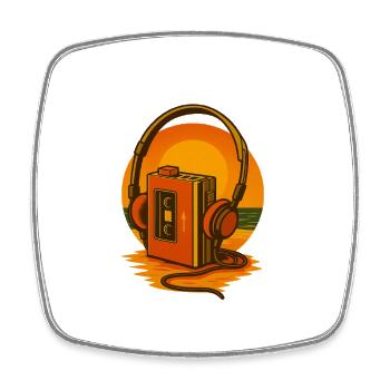 Sunset Cassette Headphones - Square fridge magnet - white - Front