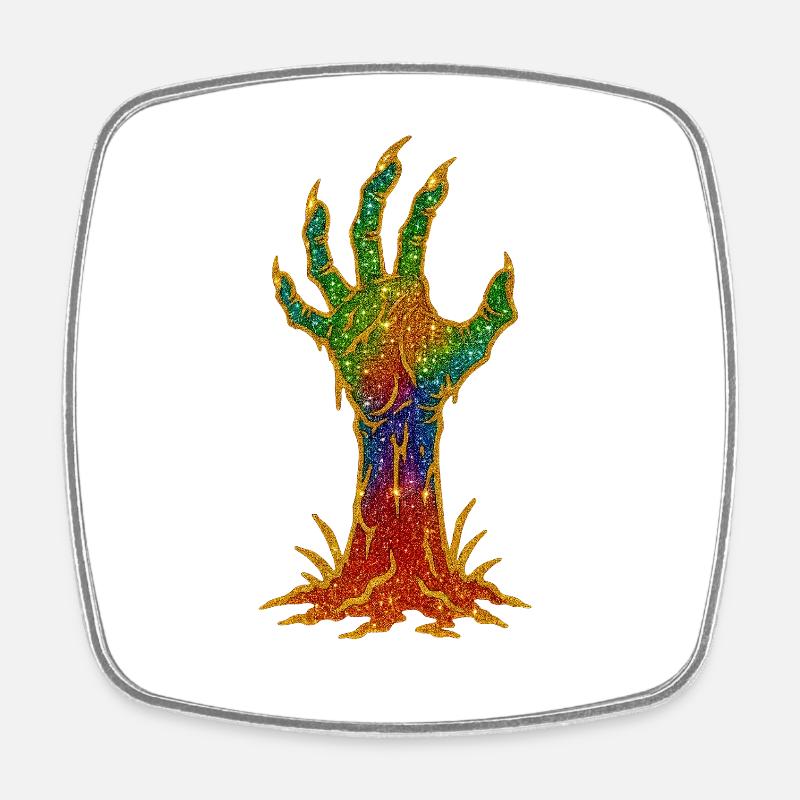 Regenbogen-Glitzerhand Erwachen - Viereckiger Kühlschrankmagnet - Weiß