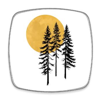 Sunset Pine Silhouette - Viereckiger Kühlschrankmagnet - Weiß - Vorne
