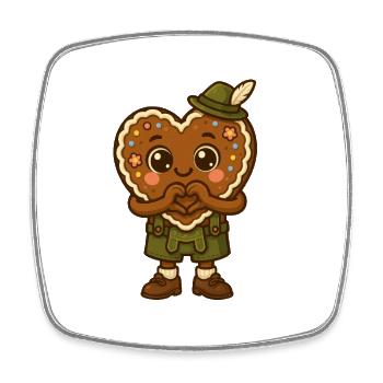 Gingerbread hero in lederhosen - Square fridge magnet - white - Front
