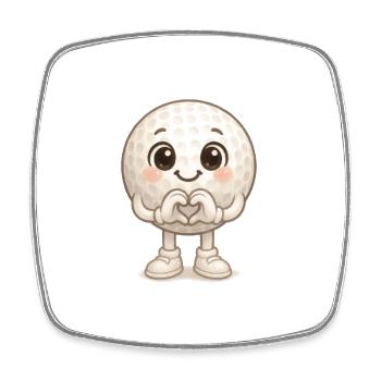Cuddly Golf Ball Golfer Heart View - Square fridge magnet - white - Front