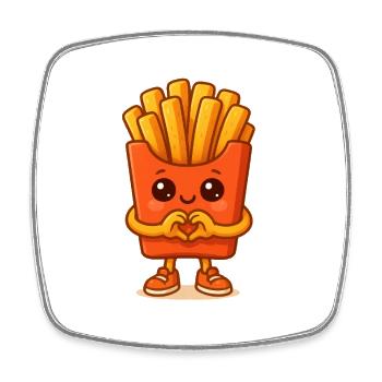 Personnage de Kawaii Fries Heart - Magnet carré - blanc - Devant