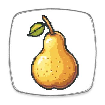 Pixel Birne Retro Pixelkunst - Viereckiger Kühlschrankmagnet - Weiß - Vorne