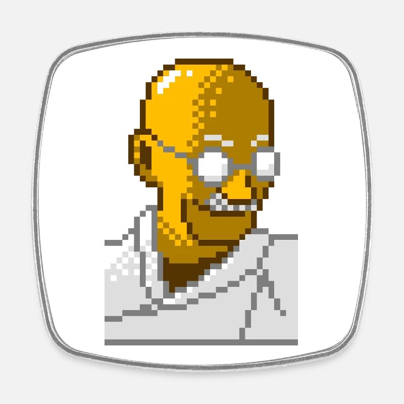 8bit pixel gandhi - Square fridge magnet - white