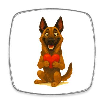Malinois avec coeur dessin animé - Magnet carré - blanc - Devant