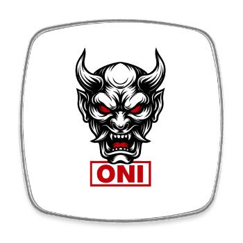 Japanese Oni Mask Demon Horror T-Shirt Design - Square fridge magnet - white - Front