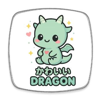 Little Kawaii Dragon with Hearts - Square fridge magnet - white - Front