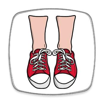 Red Sneaker Feet Illustration - Square fridge magnet - white - Front