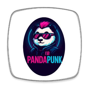PandaPunk Neon Cyber Panda - Viereckiger Kühlschrankmagnet - Weiß - Vorne