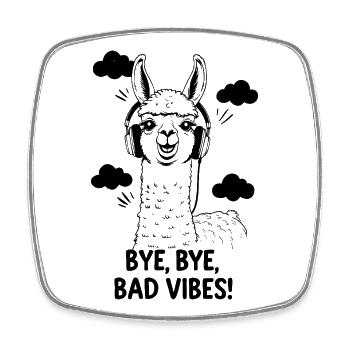 Llama Headphones Music Bye Bye Bad - Square fridge magnet - white - Front