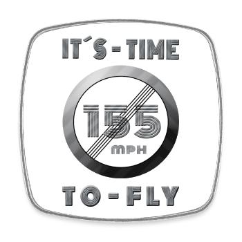 Zeit läuft 155 mph Retro Design - Viereckiger Kühlschrankmagnet - Weiß - Vorne