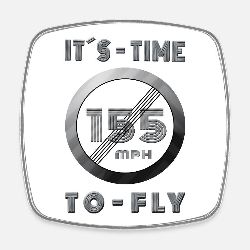 Temps de course 155 mph Design rétro - Magnet carré - blanc