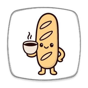 Mascotte Coffee Baguette - Square fridge magnet - white - Front