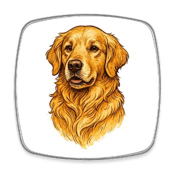 Golden Retriever Dog Portrait - Square fridge magnet - white - Front