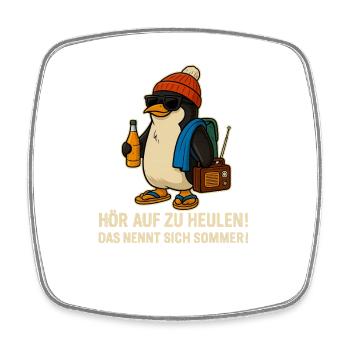 Pingouin d’été avec lunettes de soleil - Magnet carré - blanc - Devant