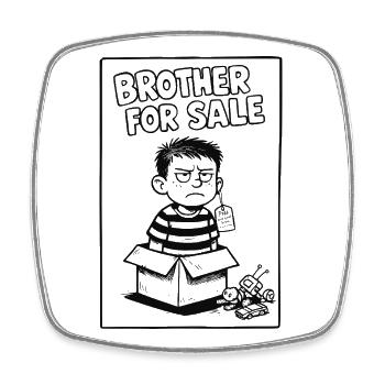 Bruder Shirt Brother for sale funny - Viereckiger Kühlschrankmagnet - Weiß - Vorne