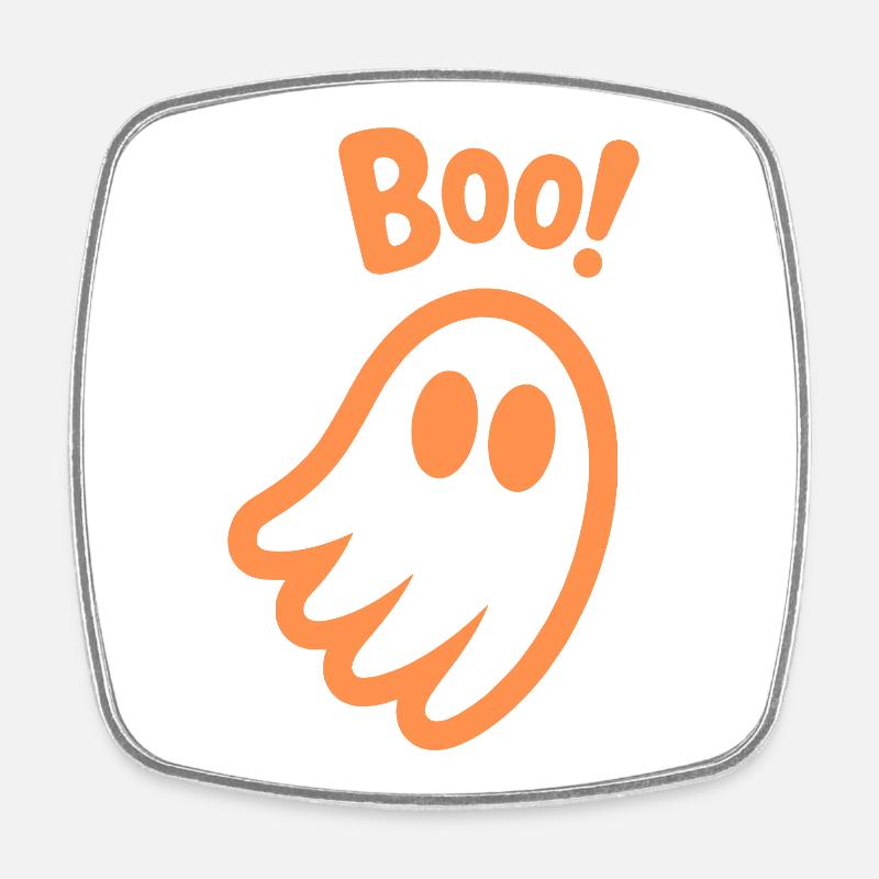Boo! - Kids Cute Ghost Halloween Design - Square fridge magnet - white
