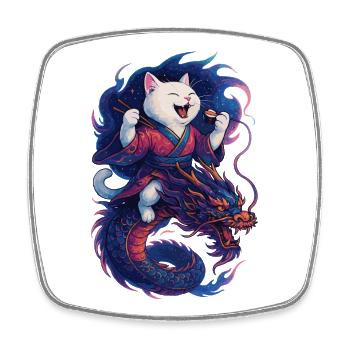 Sushi Britisch Kurzhaar Katze Drache Kimono - Viereckiger Kühlschrankmagnet - Weiß - Vorne