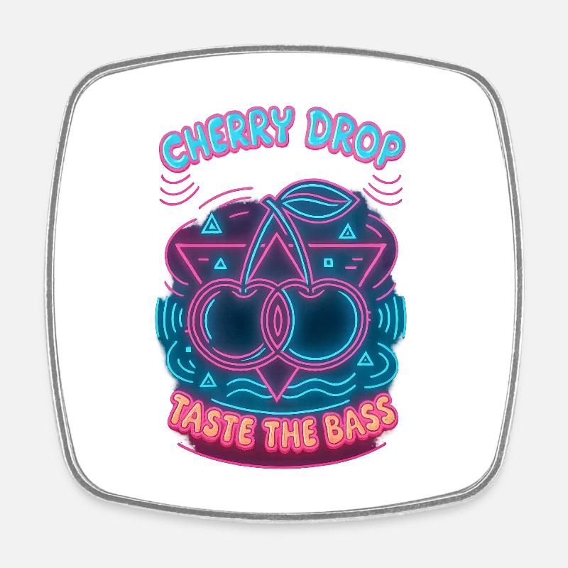 Cherry Drop – Taste the Bass Neon Design - Square fridge magnet - white