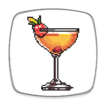 Pixel Cocktail Illustration - Square fridge magnet - white - Front