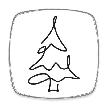 Croquis d’arbre de Noël – Motif de Noël - Magnet carré - blanc - Devant