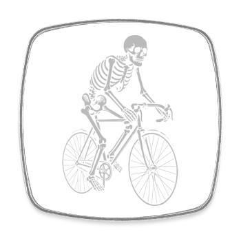Skeleton Cyclist fährt das Fahrrad - Viereckiger Kühlschrankmagnet - Weiß - Vorne