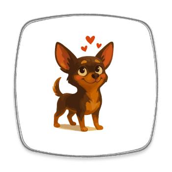 Chihuahua dessin animé chien amoureux - Magnet carré - blanc - Devant