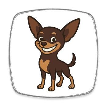Grinsender Chihuahua Cartoon Hund - Viereckiger Kühlschrankmagnet - Weiß - Vorne