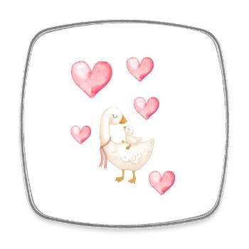 Maman Canard et Petit Coeur - Magnet carré - blanc - Devant