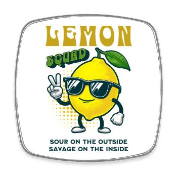 Lemon Squad Sour On The Inside Zitronen Frucht - Viereckiger Kühlschrankmagnet - Weiß - Vorne