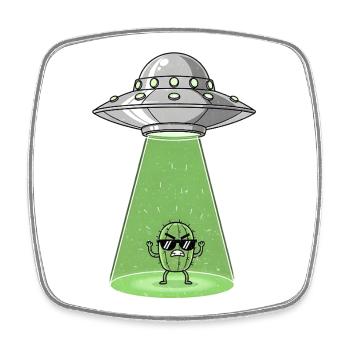 Cactus Alien dans UFO Light - Magnet carré - blanc - Devant