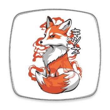 Vibrant Fox Ukiyo Style - Square fridge magnet - white - Front