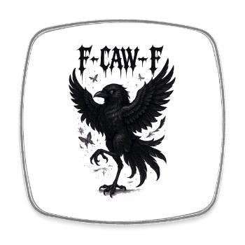 F Caw F Crow Raven Shirt | Gothic Halloween Spooky - Square fridge magnet - white - Front
