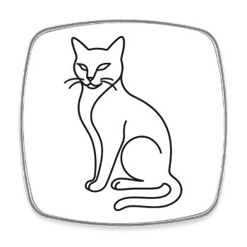 Sitting Cat Sketch – Stylish Animal Motif - Square fridge magnet - white - Front