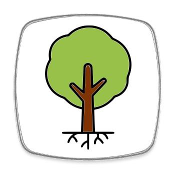 Baum Silhouette Grün Cartoon - Viereckiger Kühlschrankmagnet - Weiß - Vorne
