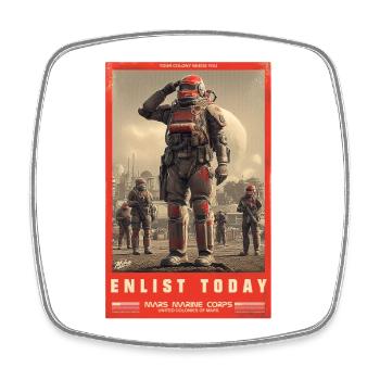 Mars Marine Corps - Viereckiger Kühlschrankmagnet - Weiß - Vorne